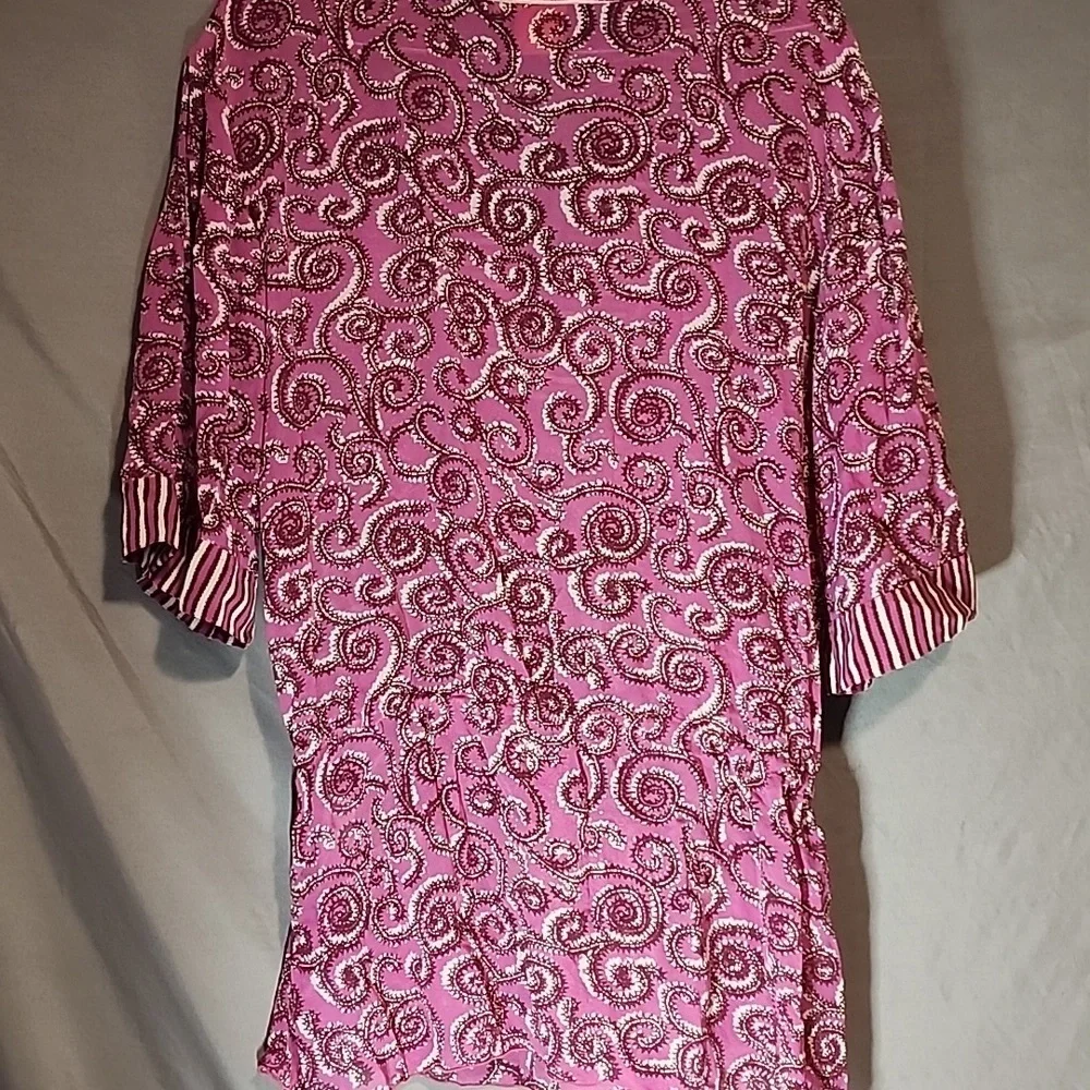 Tory Burch Purple and White Patterned Blouse Or Swim Cover Up